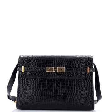 Saint Laurent Manhattan Shoulder Bag Crocodile Embossed Leather Medium