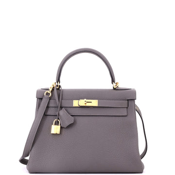 Hermes Kelly Handbag Grey Togo with Gold Hardware 28