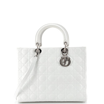 Christian Dior Vintage Lady Dior Bag Cannage Quilt Lambskin Large