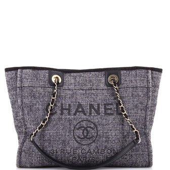 Chanel Deauville NM Chain Handle Tote Mixed Fibers Small