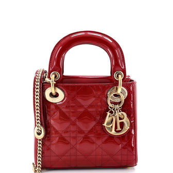 Christian Dior Lady Dior Chain Bag Cannage Quilt Patent Mini