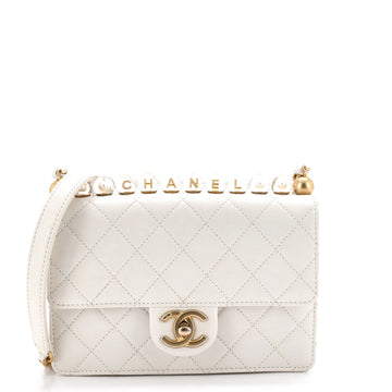 Chanel Chic Pearls Flap Bag Quilted Goatskin with Acrylic Beads Small