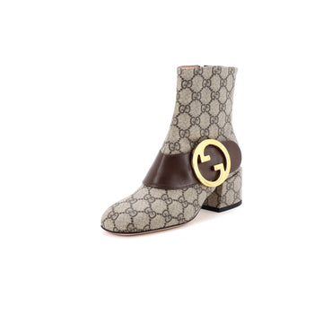 Gucci Women's GG Blondie Ankle Boots GG Coated Canvas