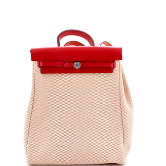 Hermes Herbag A Dos Zip Backpack Toile and Leather