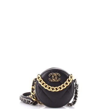 Chanel 19 Round Clutch with Chain Quilted Leather