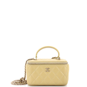 Chanel Classic Top Handle Vanity Case with Chain Quilted Lambskin Small