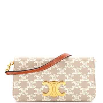 Celine Triomphe Chain Shoulder Bag Triomphe Coated Canvas Small