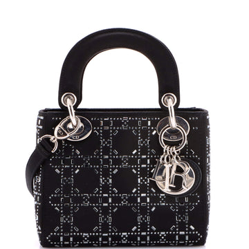 Christian Dior Lady Dior Bag Crystal Embellished Cannage Quilt Satin Mini
