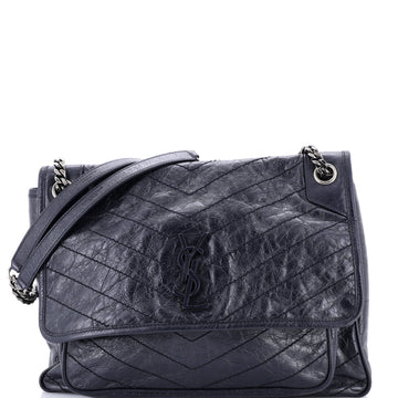Saint Laurent Niki Chain Flap Bag Matelasse Chevron Leather Medium
