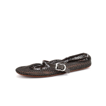 Alaia Women's Buckle Ballerina Flats Patent with Mesh
