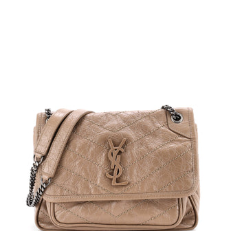 Saint Laurent Niki Chain Flap Bag Matelasse Chevron Leather Baby