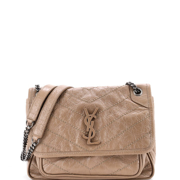 Saint Laurent Niki Chain Flap Bag Matelasse Chevron Leather Baby