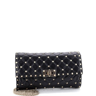 Valentino Garavani Rockstud Spike Wallet on Chain Quilted Leather Small
