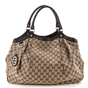Gucci Sukey Tote GG Canvas with Leather Large