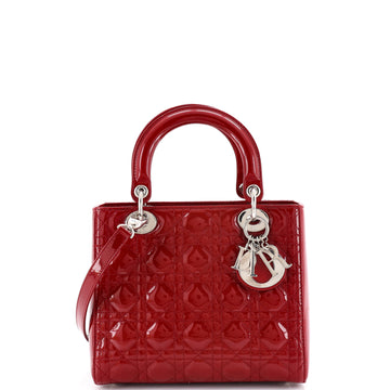 Christian Dior Lady Dior Bag Cannage Quilt Patent Medium