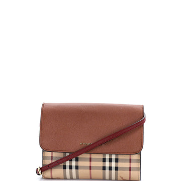 Burberry Loxley Crossbody Bag Haymarket Coated Canvas and Leather Small
