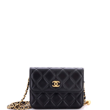Chanel Pearl Crush Flap Clutch with Chain Quilted Lambskin Mini