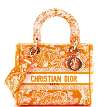 Christian Dior Lady D-Lite Bag Embroidered Canvas Medium