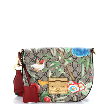 Gucci Padlock Saddle Shoulder Bag Tian Print GG Coated Canvas Medium