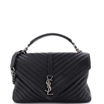 Saint Laurent Classic Monogram College Bag Matelasse Chevron Leather Large