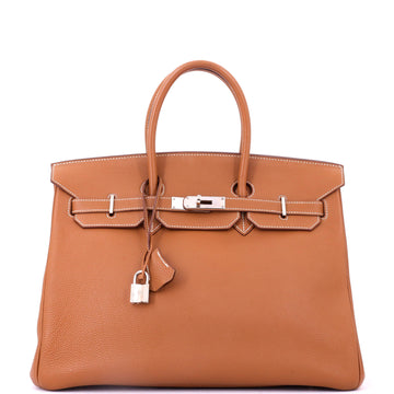 Hermes Birkin Handbag Brown Togo with Palladium Hardware 35