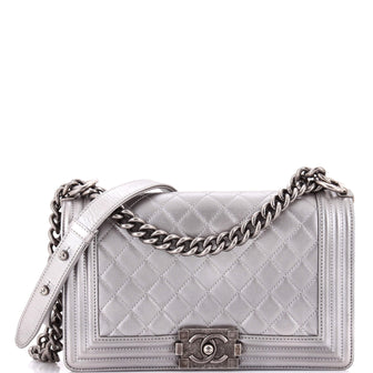 Chanel Boy Flap Bag Quilted Caviar Old Medium