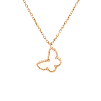 Van Cleef & Arpels Sweet Alhambra Butterfly Pendant Necklace 18K Yellow Gold and Mother of Pearl