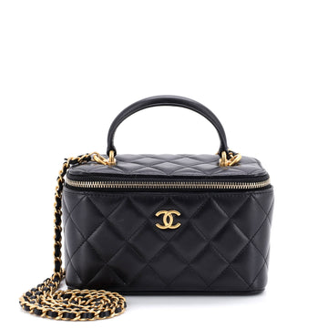 Chanel Classic Top Handle Vanity Case with Chain Quilted Lambskin Small
