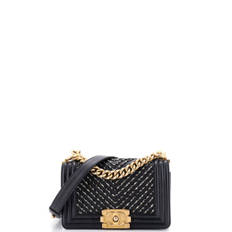 Chanel By The Sea Boy Flap Bag Chevron Embroidered Calfskin Small