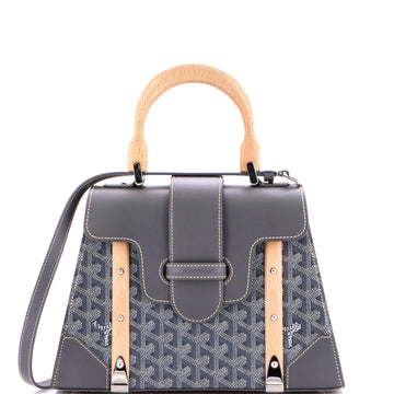 Goyard Saigon Top Handle Bag Coated Canvas with Leather PM