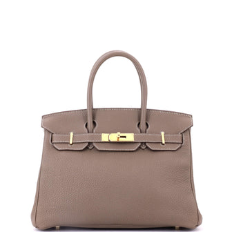 Hermes Birkin Handbag Grey Togo with Gold Hardware 30