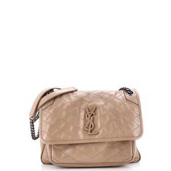 Saint Laurent Niki Chain Flap Bag Matelasse Chevron Leather Medium