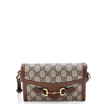 Gucci Horsebit 1955 Flap Crossbody Bag GG Coated Canvas Mini