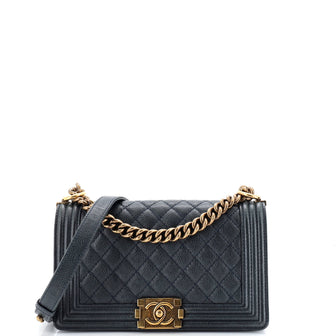 Chanel Boy Flap Bag Quilted Caviar Old Medium