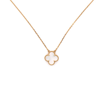 Van Cleef & Arpels Vintage Alhambra Pendant Necklace 18K Yellow Gold and Mother of Pearl