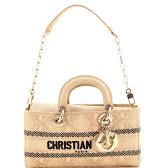 Christian Dior Lady D-Joy Bag Cannage Embroidered Raffia Medium