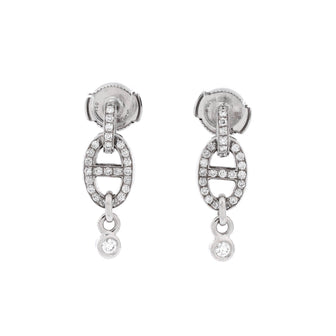 Hermes Chaine D'ancre Enchainee Drop Earrings 18K White Gold with Diamonds