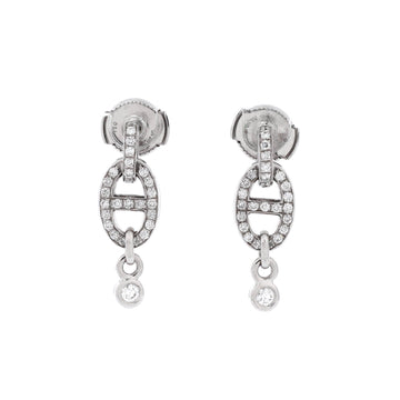 Hermes Chaine D'ancre Enchainee Drop Earrings 18K White Gold with Diamonds