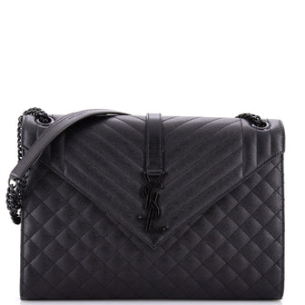 Saint Laurent Classic Monogram Envelope Satchel Mixed Matelasse Leather Large