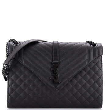 Saint Laurent Classic Monogram Envelope Satchel Mixed Matelasse Leather Large