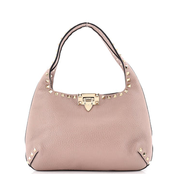 Valentino Garavani Rockstud Flip Lock Hobo Leather Small