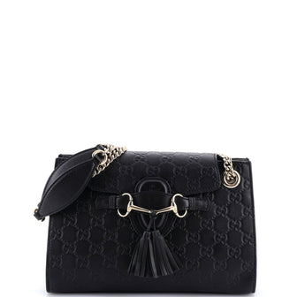 Gucci Emily Chain Flap Shoulder Bag Guccissima Leather Small