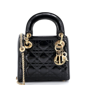 Christian Dior Lady Dior Chain Bag Cannage Quilt Patent Mini