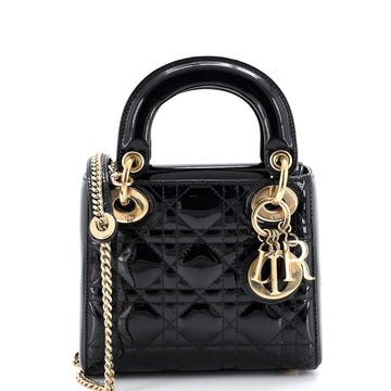 Christian Dior Lady Dior Chain Bag Cannage Quilt Patent Mini