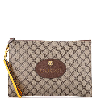 Gucci Neo Vintage Wristlet Pouch GG Coated Canvas