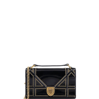 Christian Dior Diorama Chain Flap Clutch Studded Patent