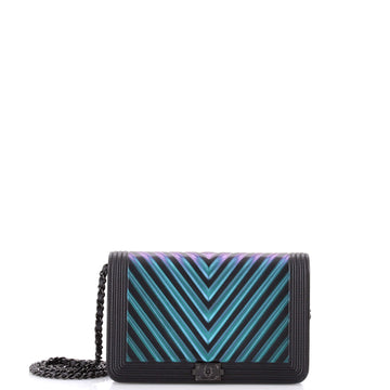 Chanel Boy Wallet on Chain Chevron Painted Calfskin