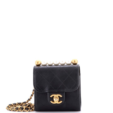 Chanel Chic Pearls Flap Clutch with Chain Quilted Goatskin Mini