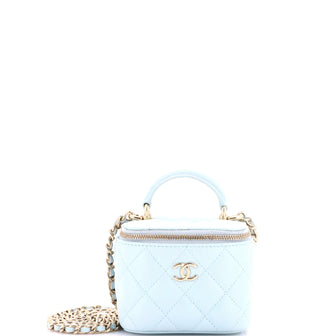Chanel Classic Top Handle Vanity Case with Chain Quilted Lambskin Mini