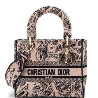 Christian Dior Lady D-Lite Bag Embroidered Canvas Medium